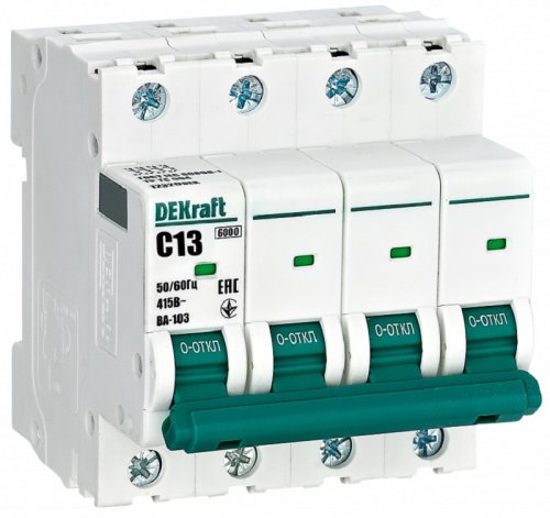 Выключатель автоматический DEKraft ВА-103 4п 13А C 6кА фото Выключатель автоматический DEKraft ВА-103 4п 13А C 6кА картинка